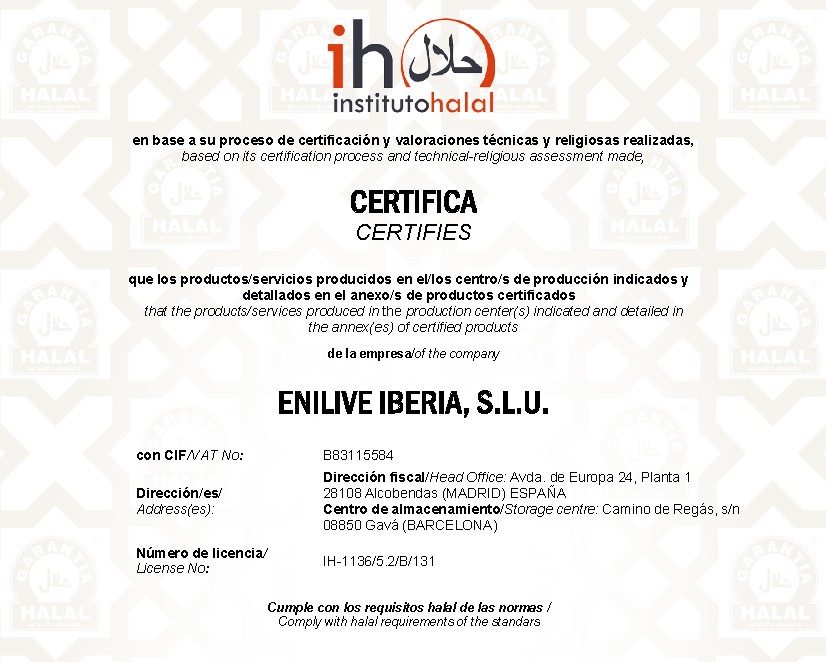 Certificado Instituto HALAL